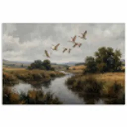 Eenden - Rivier - Landschap - Vlucht - Nostalgisch poster papier klein -3d
