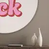 Tekst - Boodschap - Roze Akoestische PET Vilt - Rond klein -sfeer5_closeup