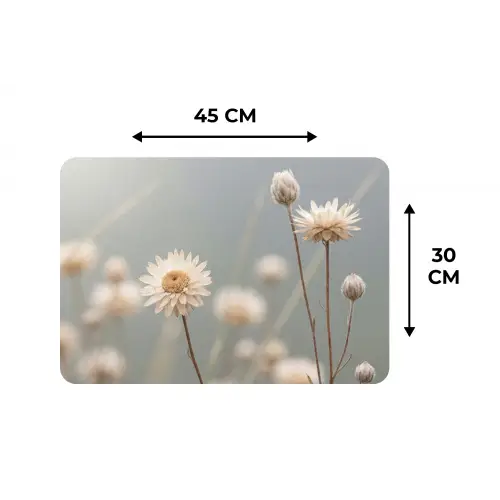 Strobloemen - Wit - Daglicht Placemat vinyl groot -specs