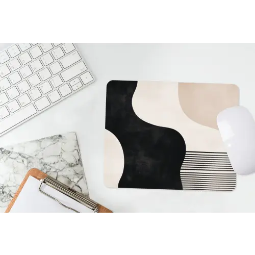 Abstract - Japandi - Beige - Modern muismat rubber klein -witbureau