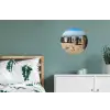Zand - Strand - Paal - Water - Zomer Wandcirkel aluminium klein -slaapkamer