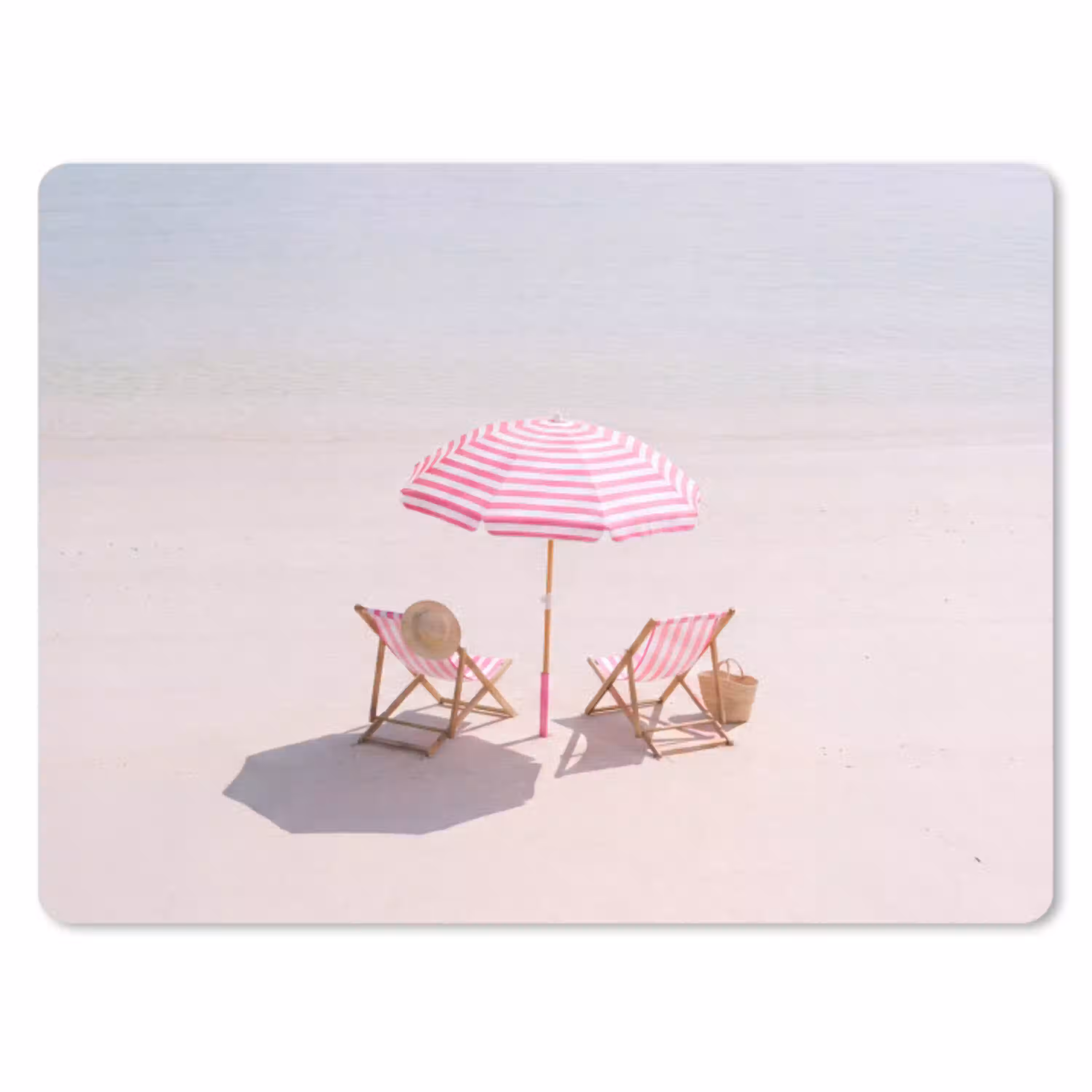 Strand - Parasol - Ligstoel - Zomer - Roze muismat rubber klein -3d
