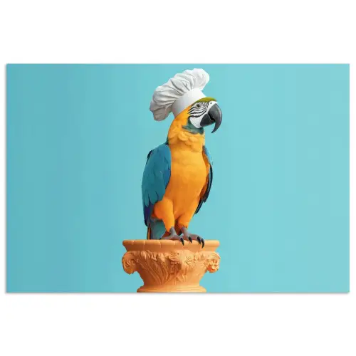 Papegaai - Koksmuts - Grappig - Vogel poster papier klein -3d