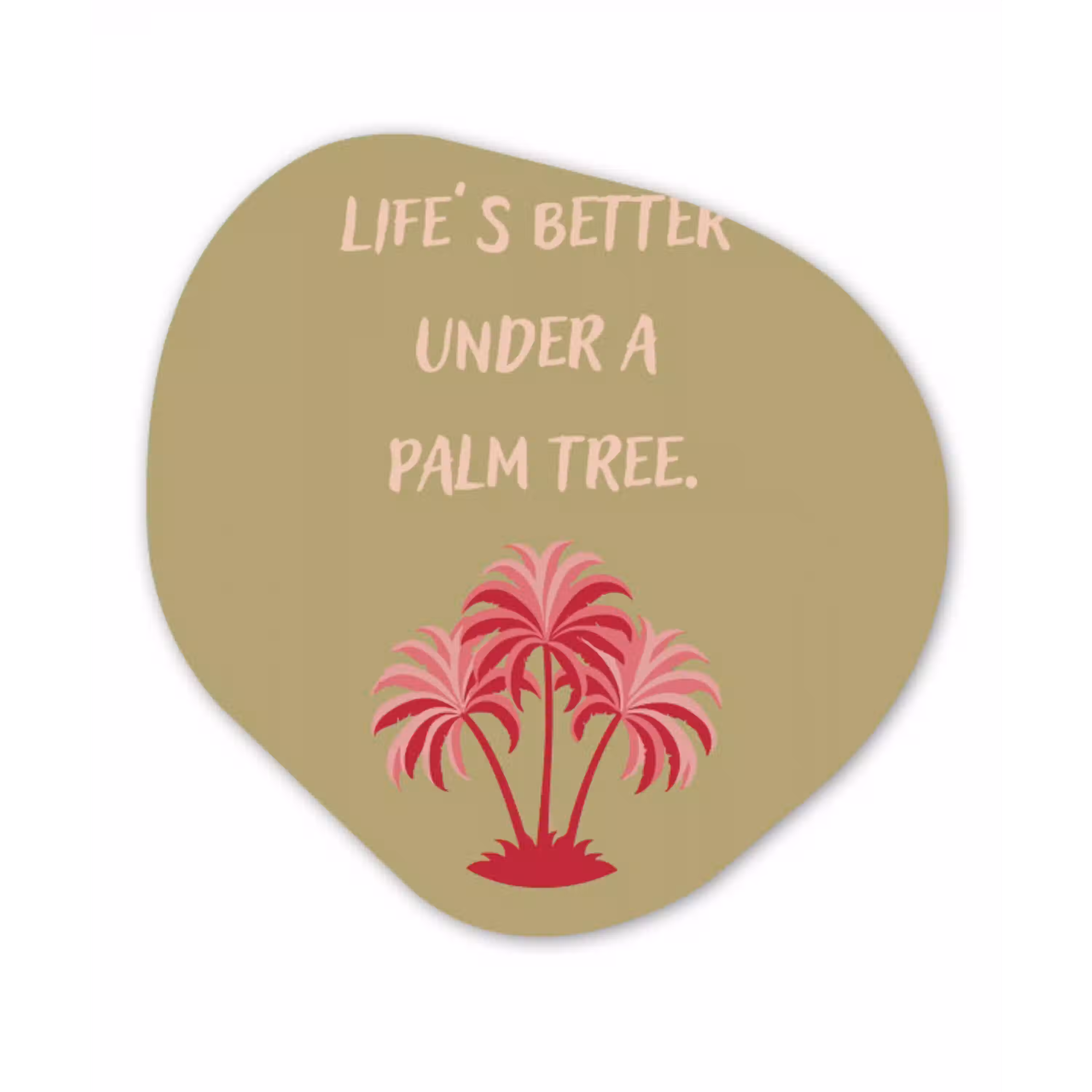 Groen - Zomer - Quote - Palmboom Wandcirkel Organisch Aluminium middel -3d