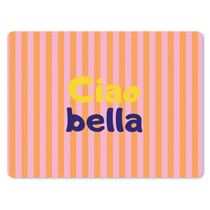 Verticaal - Strepen - Oranje - Ciao bella muismat rubber klein -3d