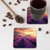 Lavendelveld - Quote - Zonsondergang onderzetter kurk middel -sfeer2