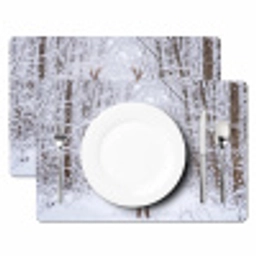 Hert - Winter - Bos - Natuur - Wit Placemat vinyl groot -zzsfeer2_Kitchenyeah-website