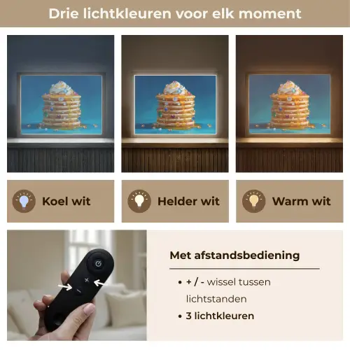 Pannenkoeken - Steentjes - Glitter - Slagroom Light Box met batterij (Wandlamp) middel -USP_lichtkleurNL