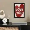 Loveyou - Hart - Rood fotolijst zwart zonder passe partout klein -sfeer1