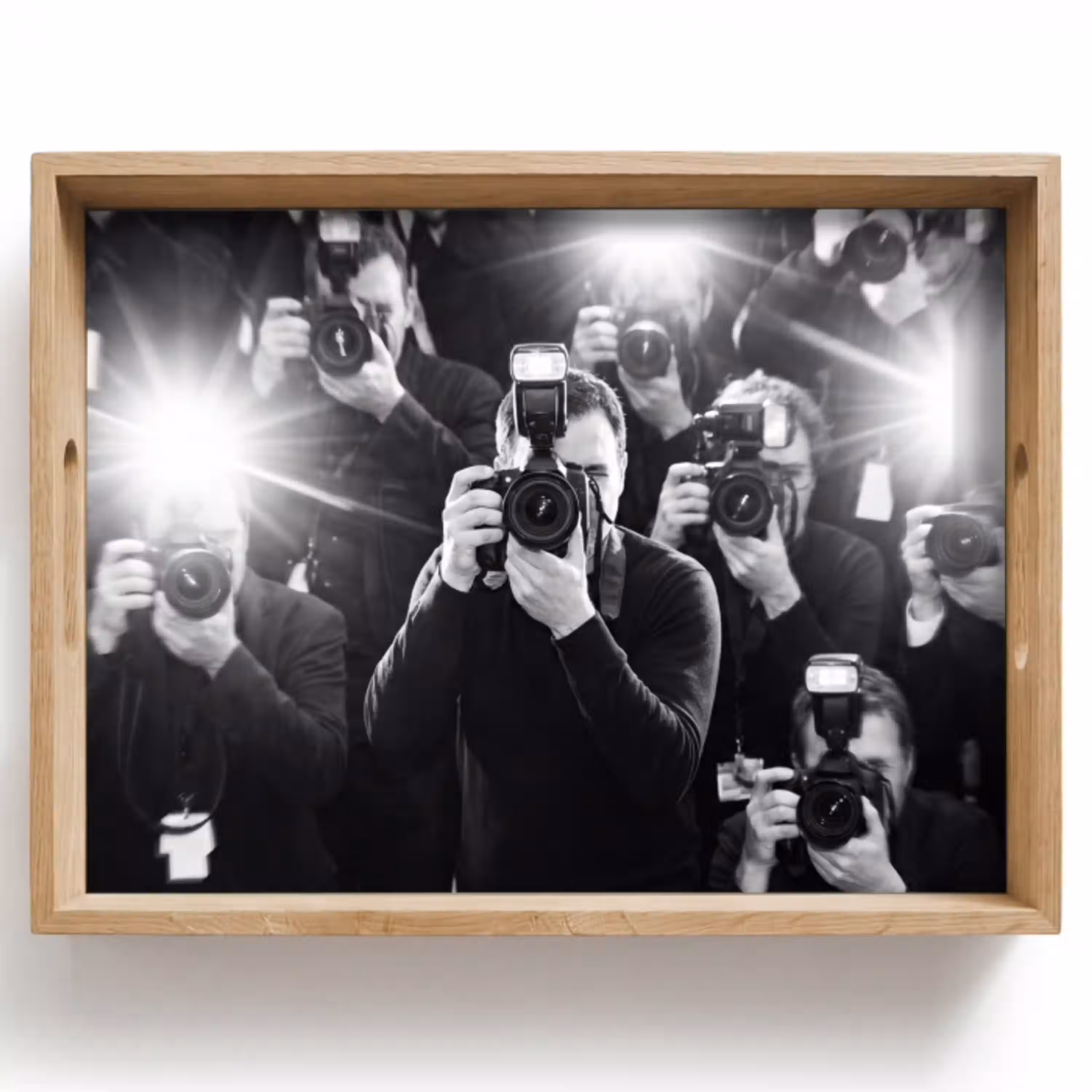 Mensen - Camera - Flitslicht - Zwart-wit - Media Dienblad Rechthoek middel -z3d_shopping