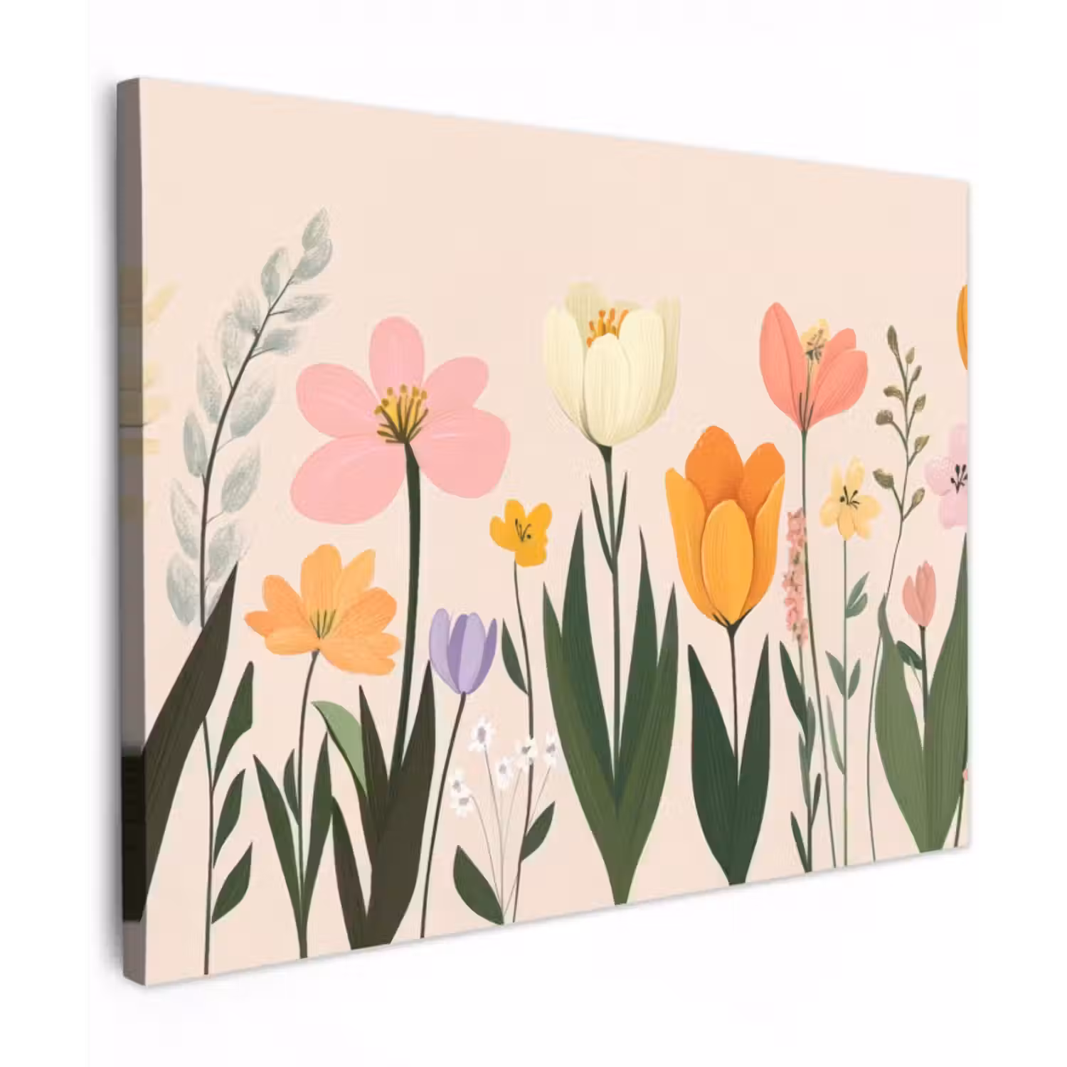 Leinwandbild - Pastelltöne - Blumen - Illustration