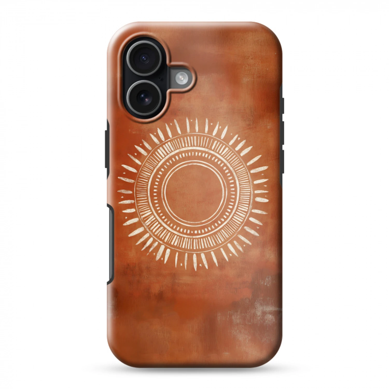 Abstract - Lijnen - Zonnestralen - Roodbruin Toughcase MagSafe Apple iPhone 17 klein -3d
