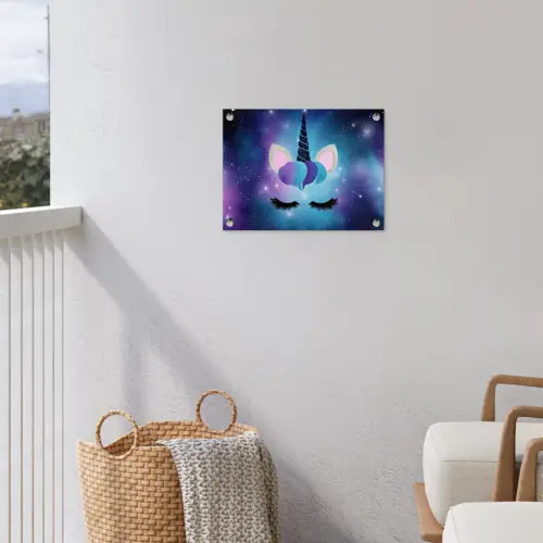 Eenhoorn - Sterren - Magisch - Blauw tuinposter los doek klein -sfeer8