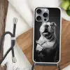 Buldog - Hond - Glas Hoesje iPhone 16 Pro Max met koord klein -sfeer4