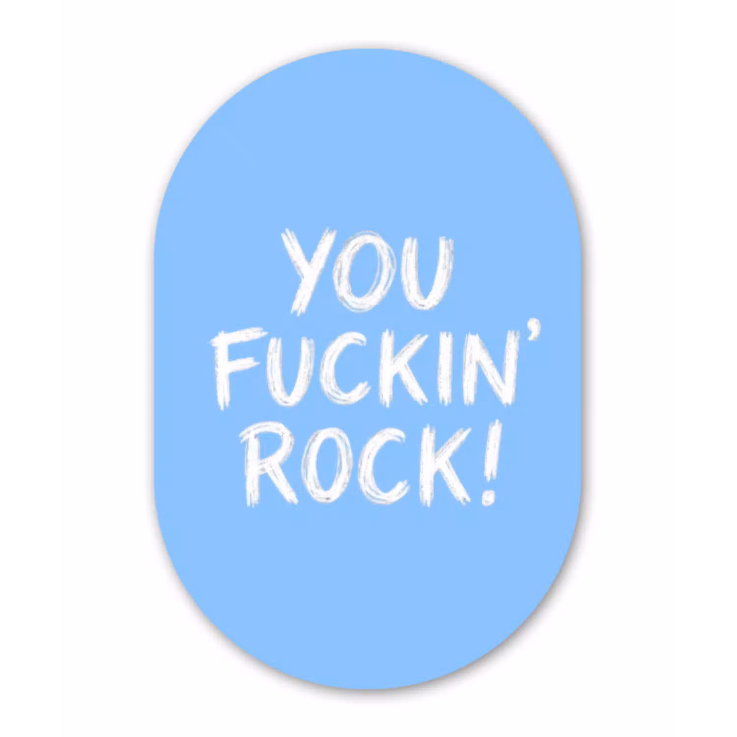 Blauw - Wit - You fuckin rock Wandcirkel Ovaal Glas middel -3d