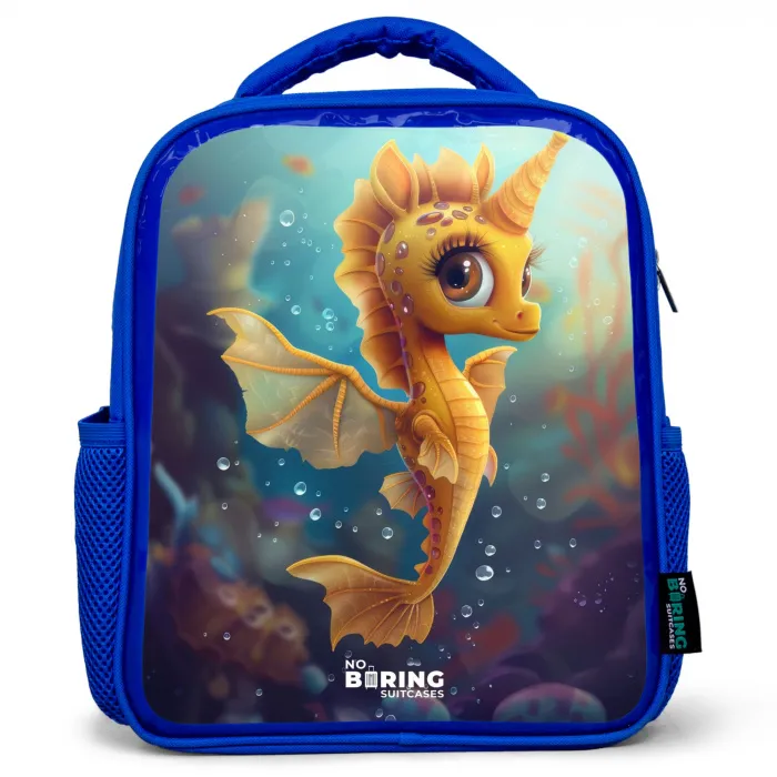 Oranje zeepaardje in het water Kinderrugzak - Blauw middel -3d