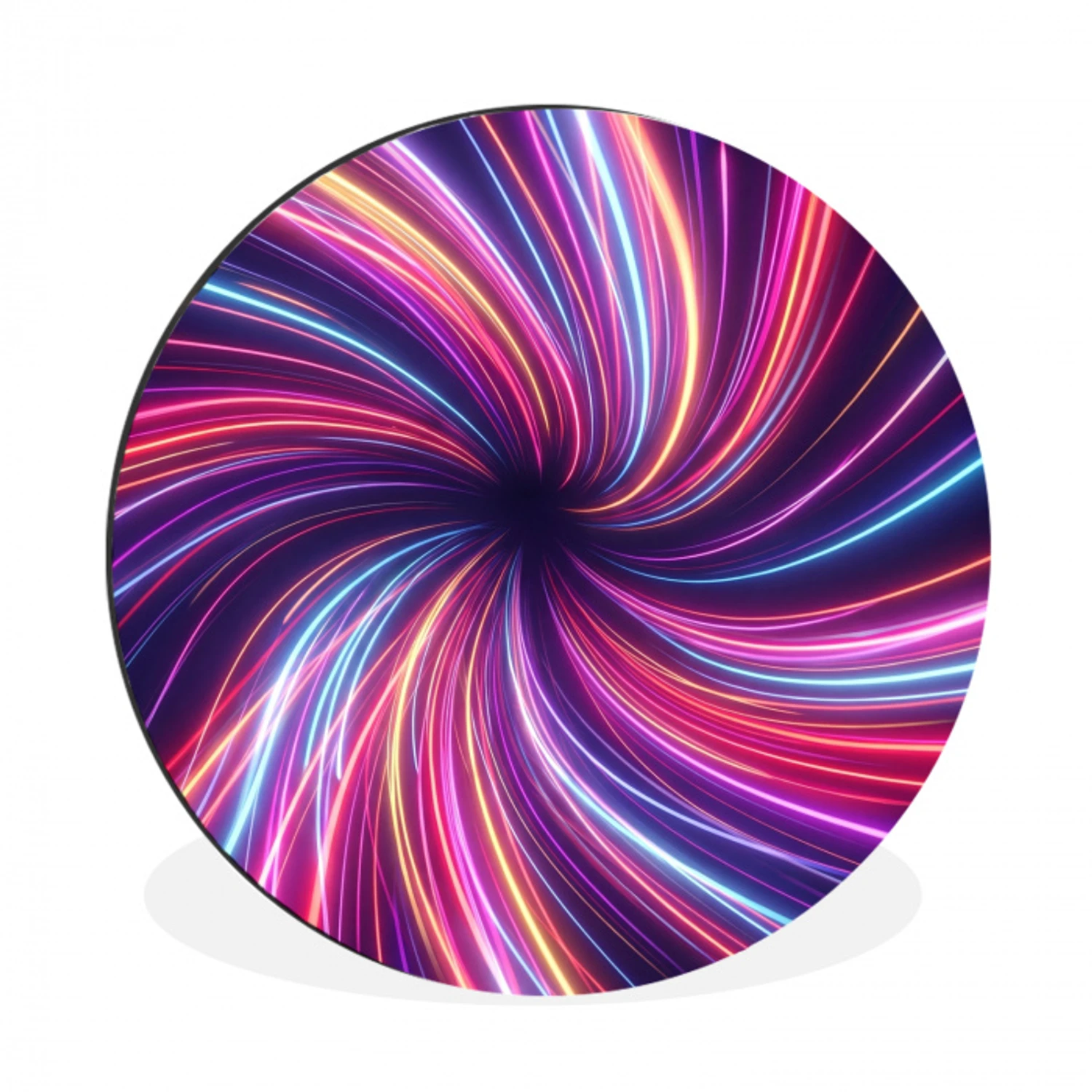 Abstract - Swirl - Futuristic - Neon Wandcirkel aluminium klein -3d