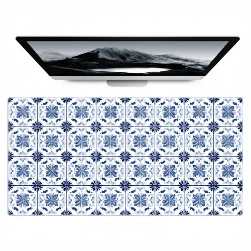 Patroon - Tegel - Blauw Muismat XXL klein 681 -zzz3d