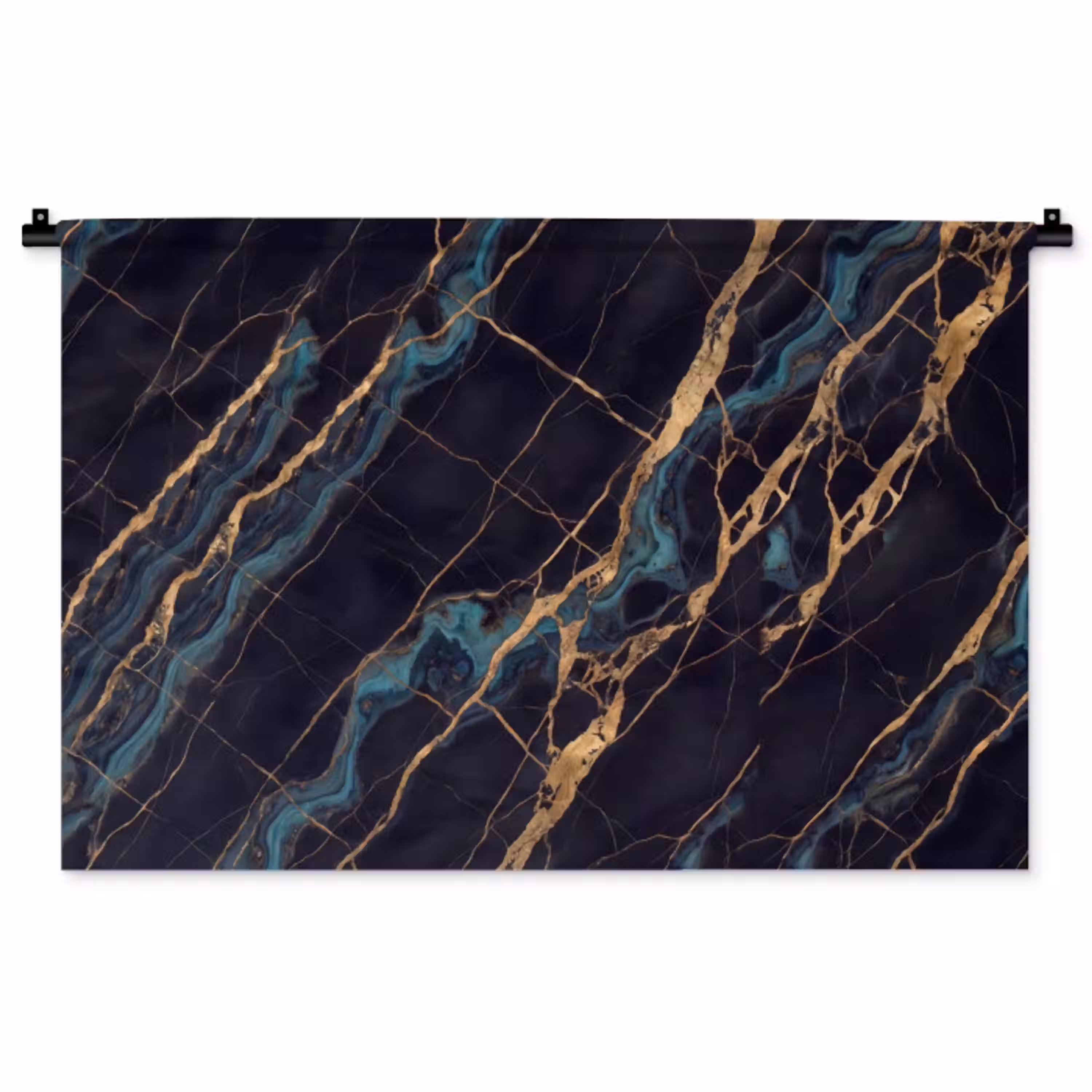 Abstract - Gouden lijnen - Kunst - Modern - Zwart Wandkleed katoen middel -zz3d
