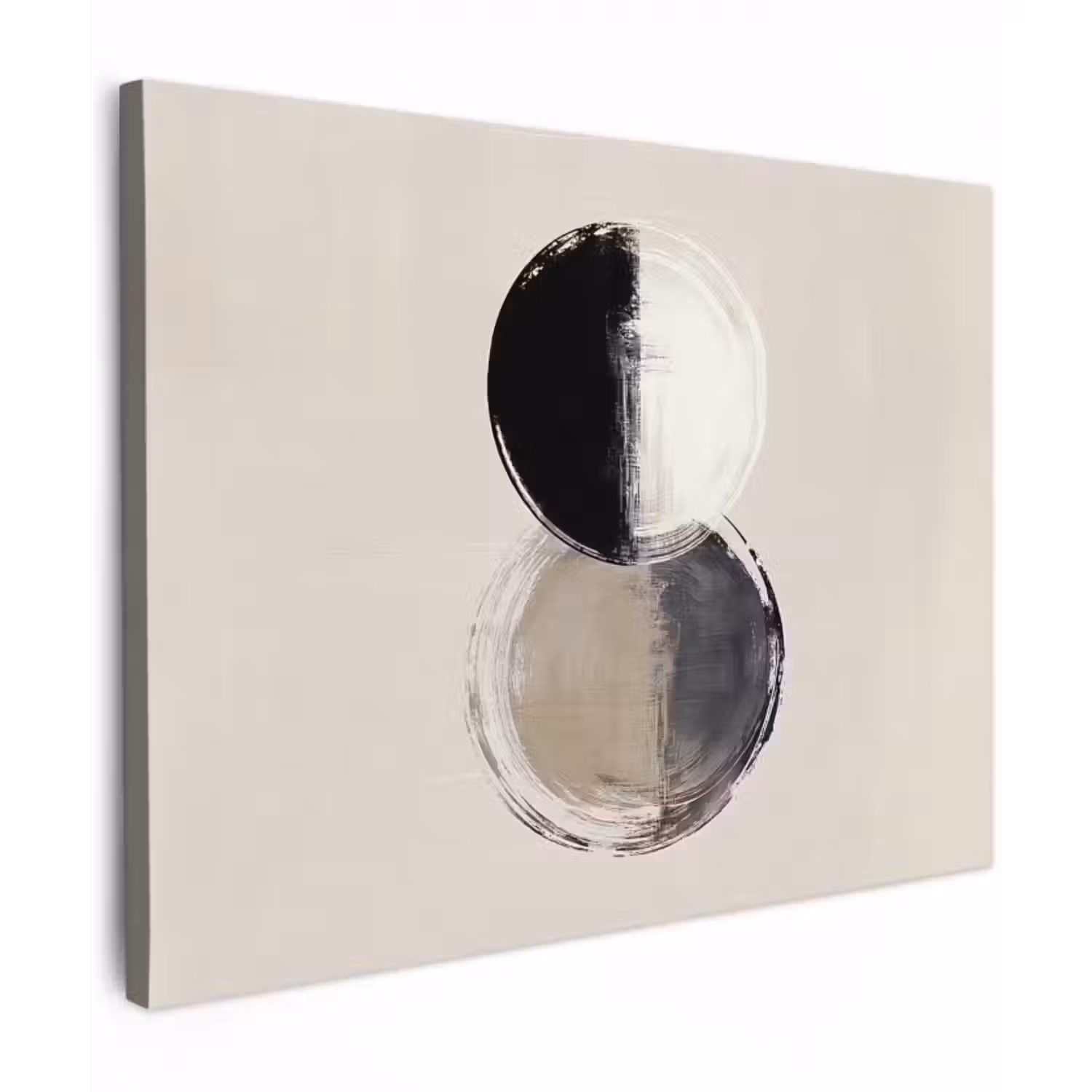 Leinwandbild - Kreise - Streifen - Minimalistisch - Schwarz