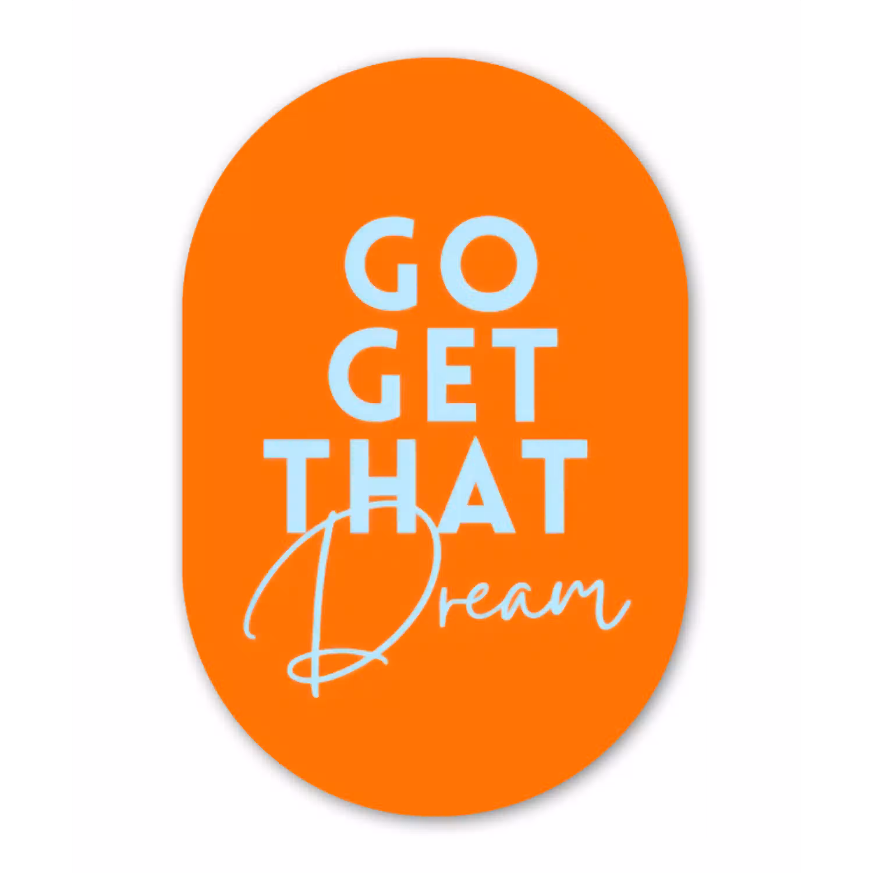 Oranje - Blauw - Go get that dream Wandcirkel Ovaal Glas middel -3d