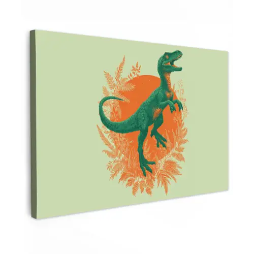 Dinosaurus - Groen - Planten - Cirkel canvas 2cm klein -z3d