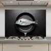 Pan - Vis - Zwart - Wit keuken achterwand spatscherm klein -3d_website