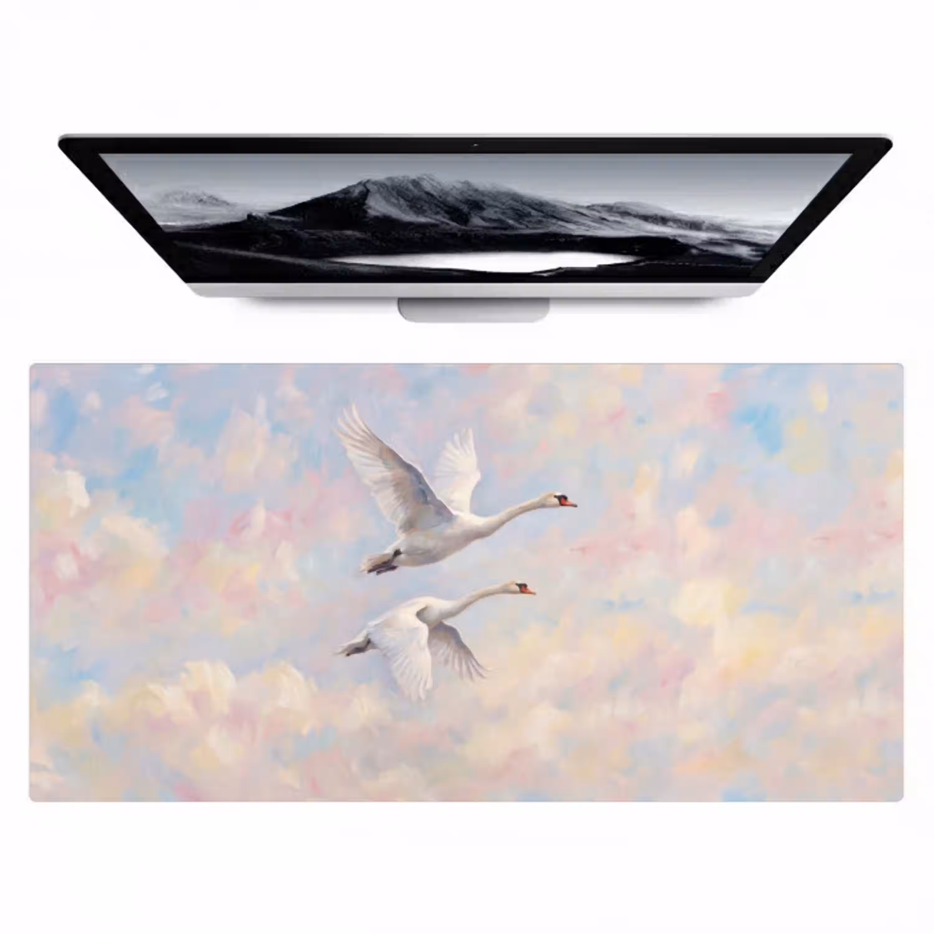 Vogel - Vliegend - Lucht - Modern - Pastel Muismat XXL klein -zzz3d