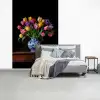 Tulpen - Kleuren - Hout - Vaas fotobehang vinyl groot -slaapkamer