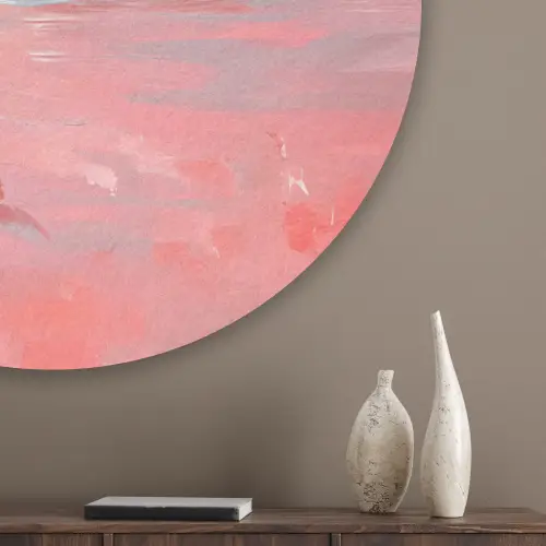 Roze - Surfen - Zee Akoestische PET Vilt - Rond klein -sfeer5_closeup