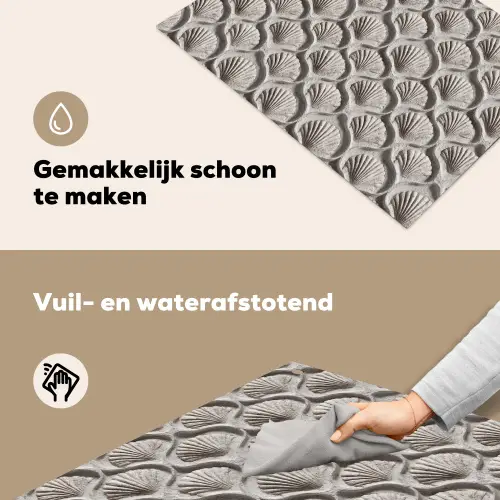 Zand - Schelpenvorm - Grijs Inductie beschemer met haakjes klein 777 -ky-schoon-nl