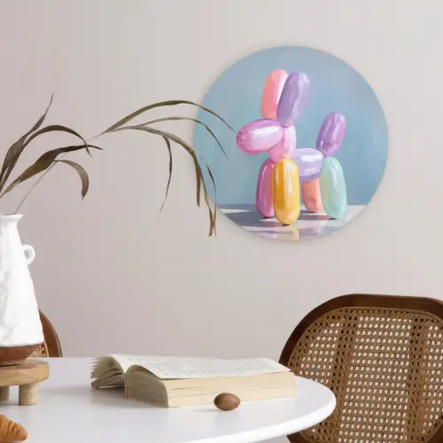 Dier - Ballon - Pasteltinten - Glanzend Wandcirkel kunststof plaat 5mm dik klein -sfeer4