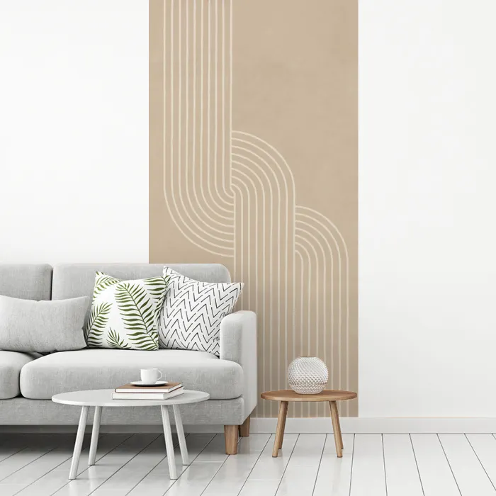 Parallelle lijnen - Lichte textuur - Beige fotobehang vinyl groot -woonkamer