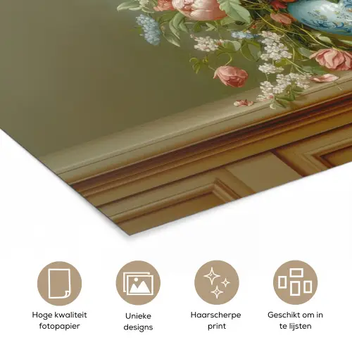 Vaas - Pastel - Kleuren - Bloemen poster papier klein -closeup_NL