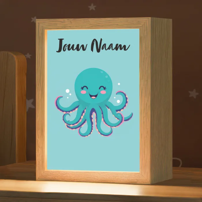 Octopus - Blauw - Gezicht Light Box met kabel (Kinderlampje) klein -zzz_3d_website