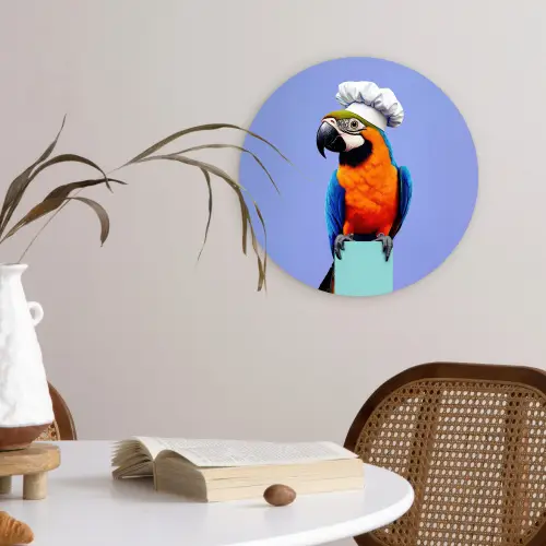 Papegaai - Koksmuts - Vogel - Leuk Wandcirkel plexiglas klein -sfeer4