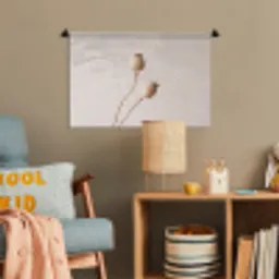 Papaverbollen - Droogbloemen - Minimalistisch - Beige - Rustig Wandkleed katoen klein -wsfeer4_kind