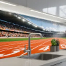 Sintelbaan - Stadion - Sport -Oranje keuken achterwand 2 middel -3d_schuin
