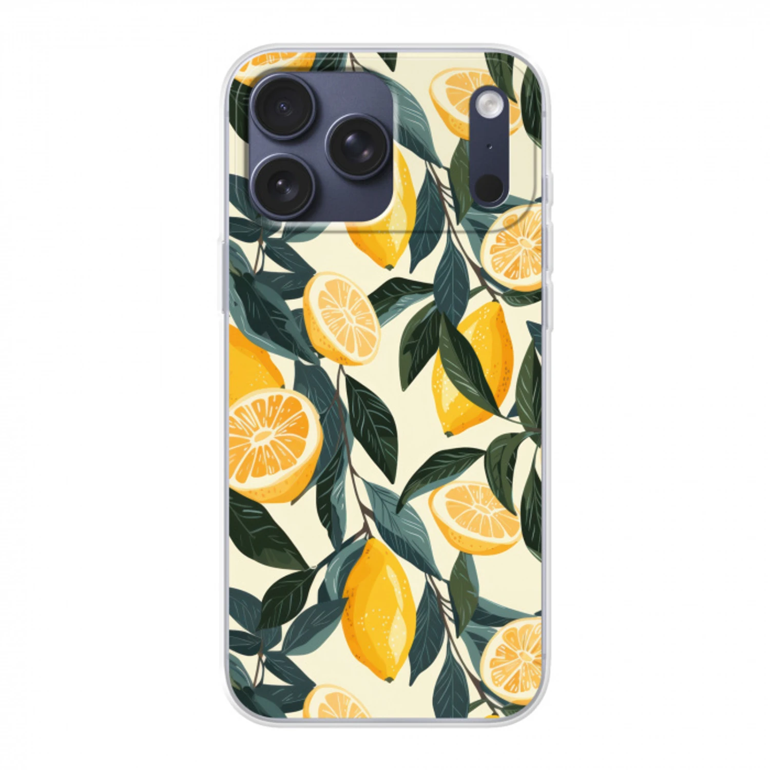 Citroenen - Vruchten - Bladeren - Geel  - Groen - Beige Telefoonhoesje iPhone 17 Pro Max klein -3d