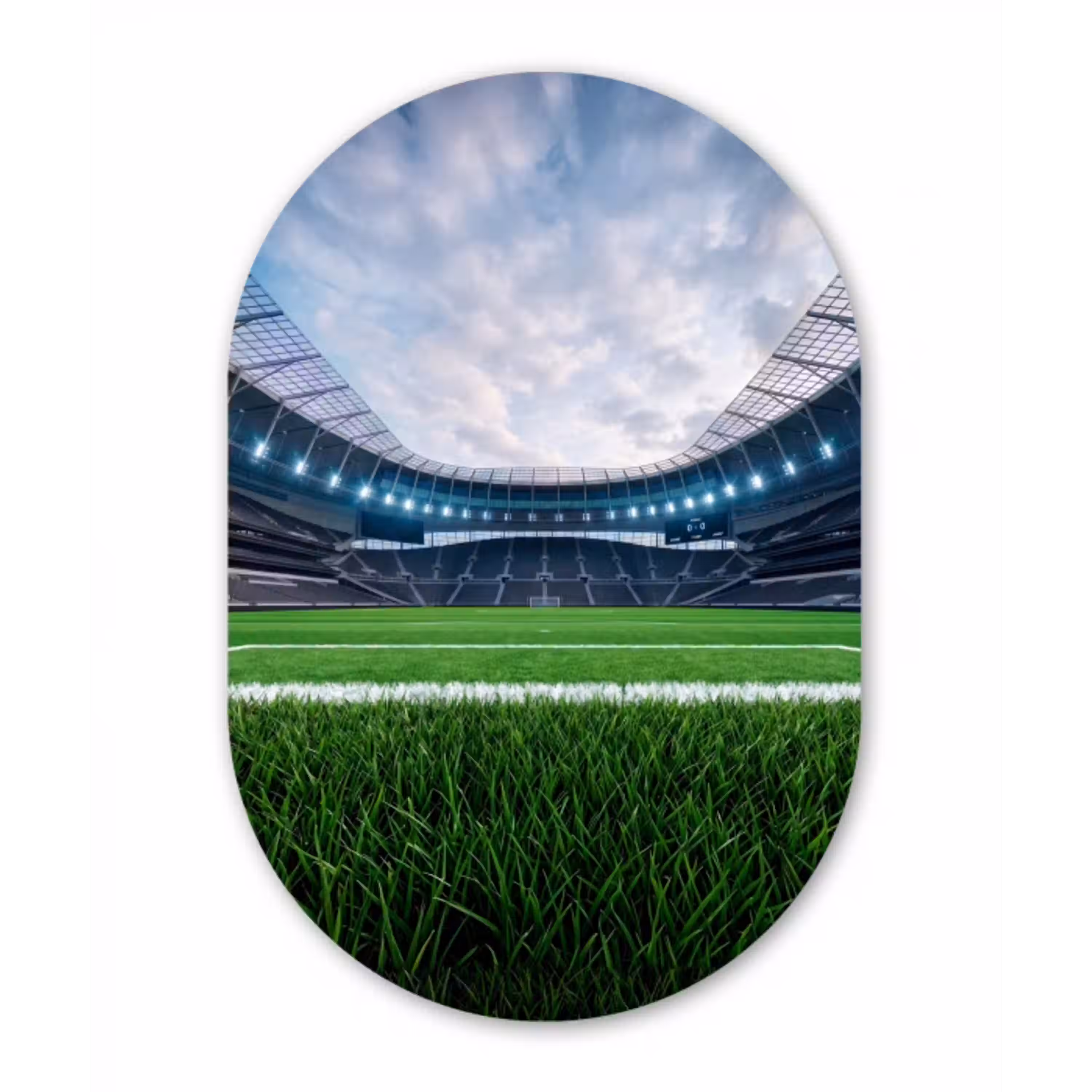 Voetbal - Stadion - Sport - Groen Wandcirkel Ovaal Aluminium middel -3d