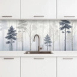 Bos - Bomen - Mist - Natuur - Illustratie - Grijs keuken achterwand 2 middel -3d