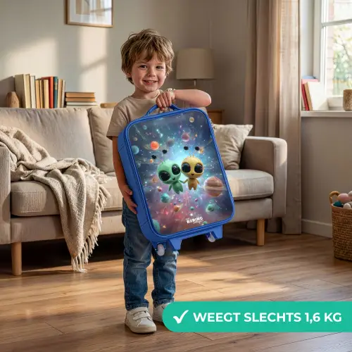 Vrolijke buitenaardse vrienden Kinderkoffer - Blauw klein -sfeer2_NL
