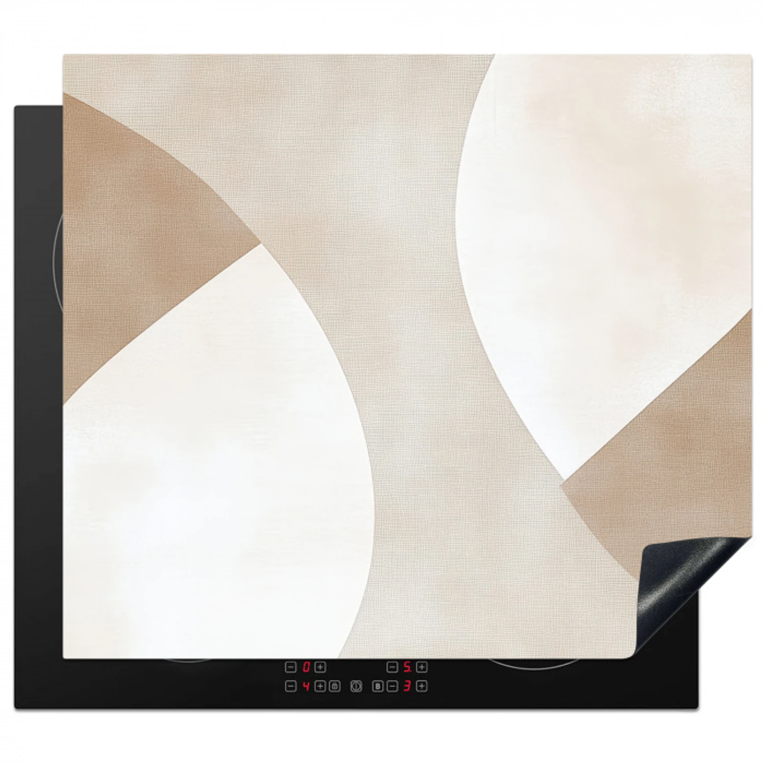 Bruin - Japandi - Abstract Inductie beschermer vinyl 3mm middel -3d