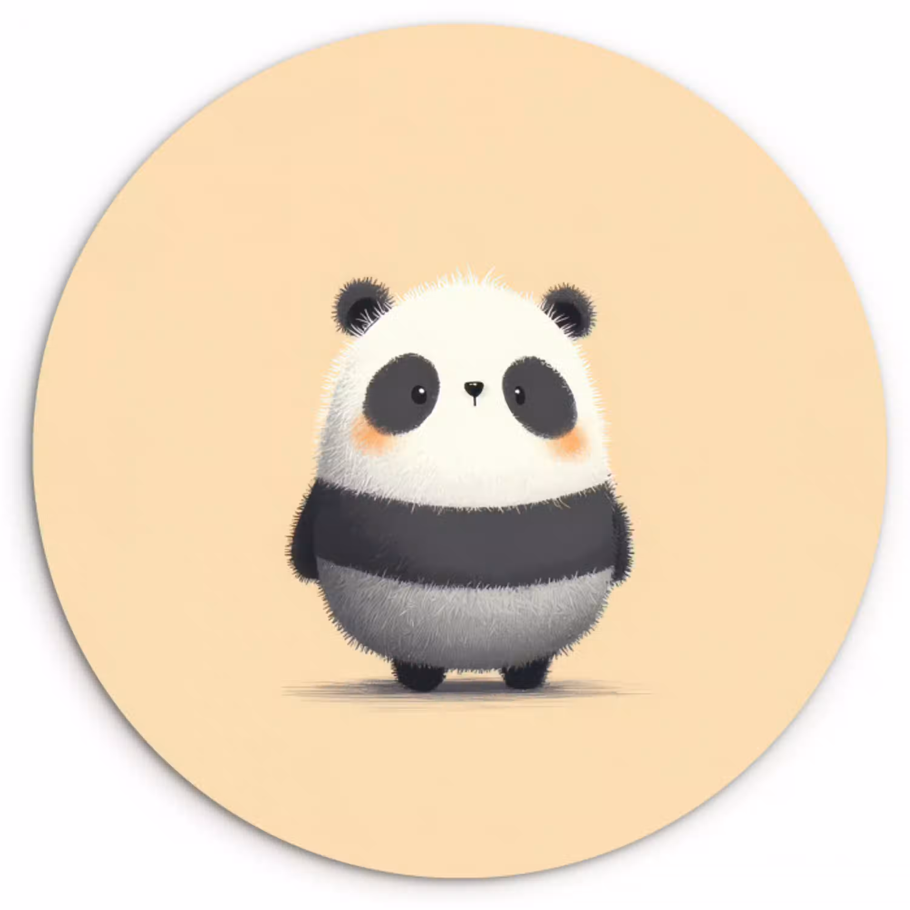 Panda - Beige - Minimalistisch Wandcirkel plexiglas klein -3d