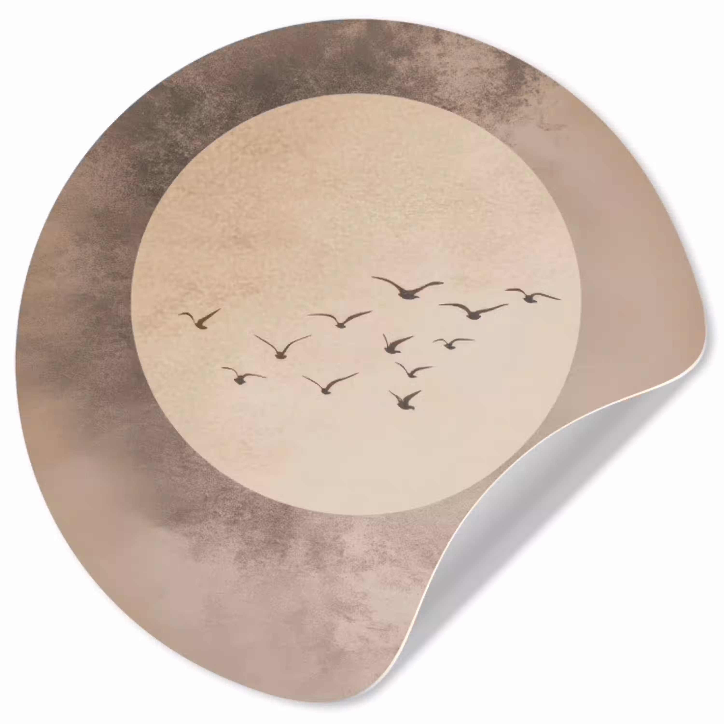 Vogel - Beige - Japandi Wandcirkel behangsticker klein -3d