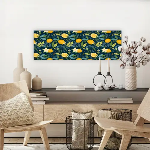 Bloemen - Bladeren - Citroenen - Blauw canvas 2cm klein 828 -sfeer6