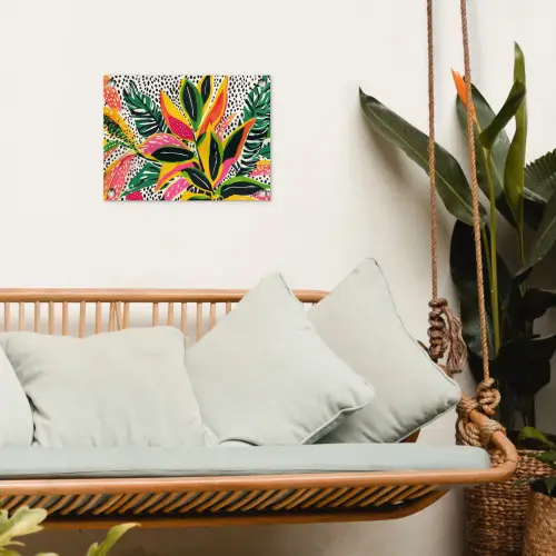 Tropisch - Bladeren - Zwart - wit tuinposter los doek klein -sfeer7