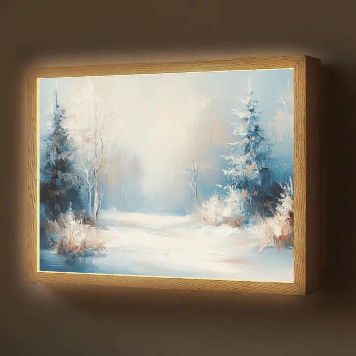Bos - Winter - Natuur - Abstract - Sneeuw Light Box met batterij (Wandlamp) middel -z3d_website