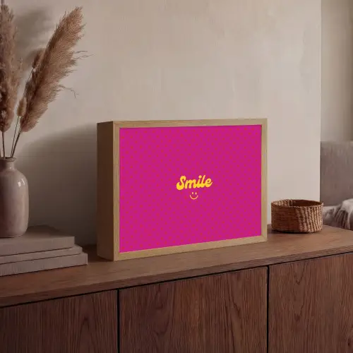 Smile - Stippen - Roze Light Box met batterij (Wandlamp) middel -sfeer2