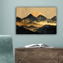 Gouden Bergen bij Maanlicht canvas 2cm klein -sfeer4